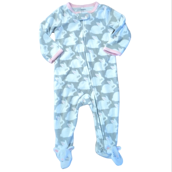 Carter's Other - 🍁2/$7🍁CARTER'S Grey & White Bunny Rabbit Full Zip Fleece Pajama Sleeper Onesie